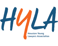 Logo for the Houston Young Lawyers Association, showing 'HYLA' in a dynamic, colorful design - Aminu Law Firm, PLLC